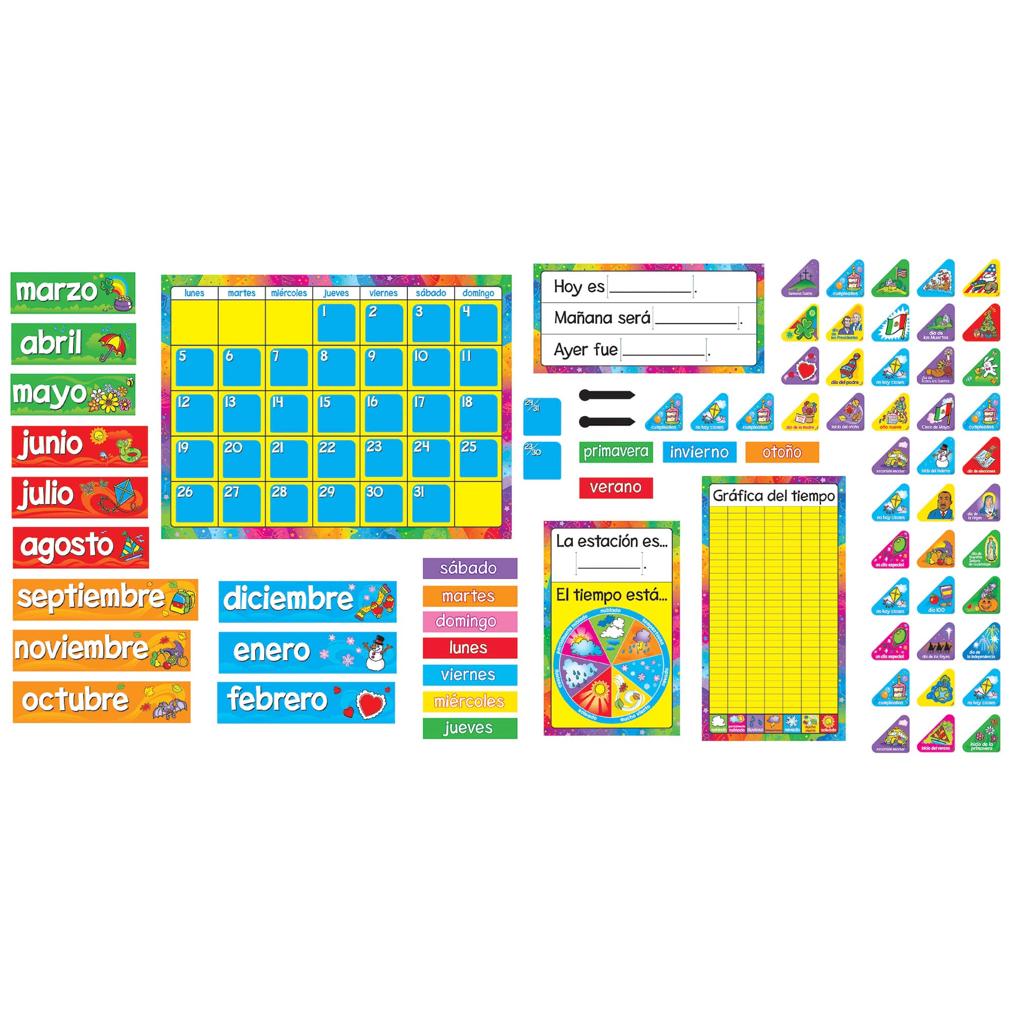 Calendario Anual in Spanish Bulletin Board Set